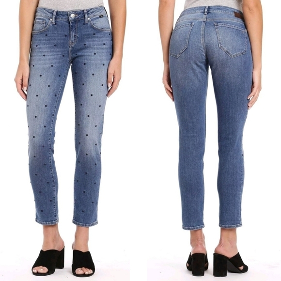 Mavi ADA Boyfriend Embroidered Polka Dot Blue Stretch Ankle Jeans Size 27 - Picture 16 of 16